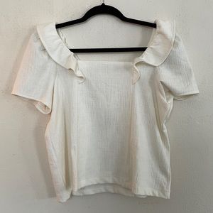Madewell Cream Ruffle Shoulder Top NWT